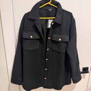 Express Tweed Novelty Button Oversized Shacket